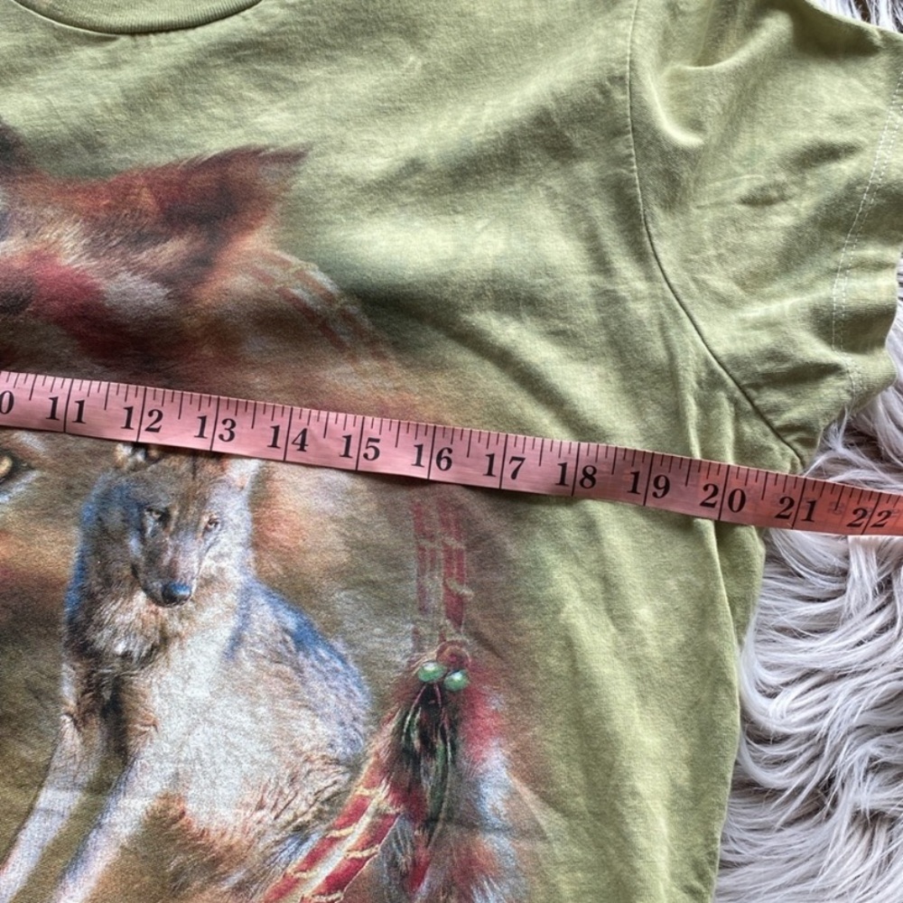 The Mountain Wolf T-Shirt Green Tie Dye Short Sleeve Native American Large - Picture 5 of 7